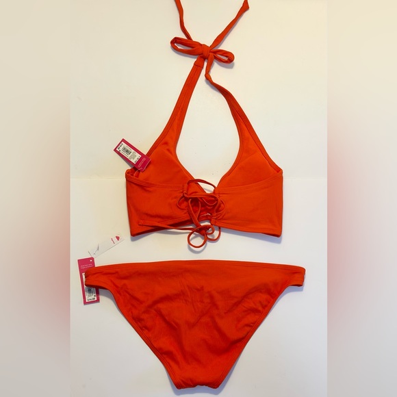 Bikini Bathing Suit Set Ribbed Orange By Xhilaration L - Picture 2 of 2